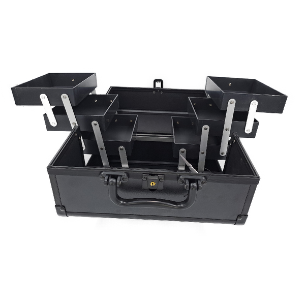 Classy Cosmetic Makeup Case with Lockable Key - Matte Black