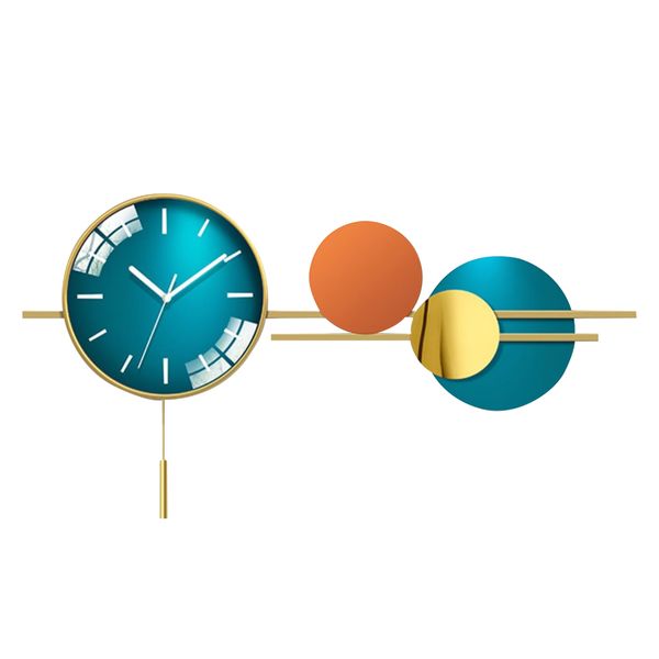 Amonet - Modern Orange Blue and Gold Wall Clock - 99058C