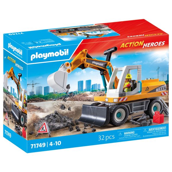 Playmobil Action Heroes - Large Excavator Playset - 32 Piece