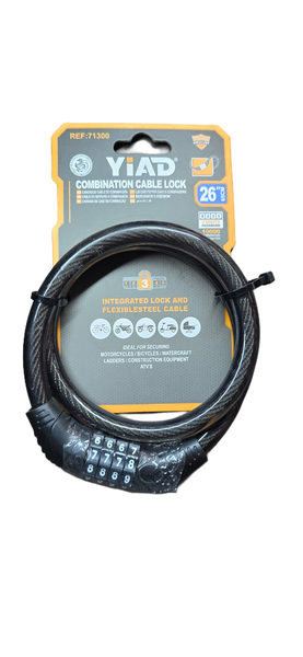 Yiad Combination Cable Lock - 12mm x 26" 65cm