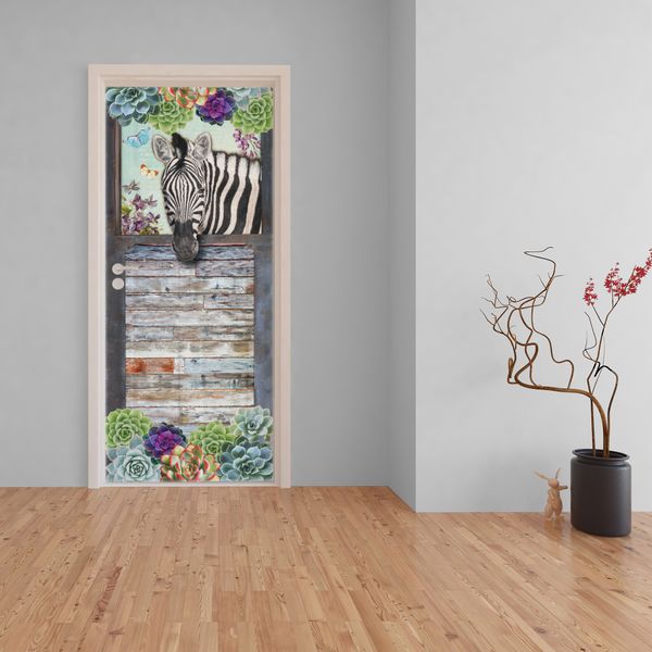 Decoupage Tear Resistant Transfers - Succulent Zebra Door