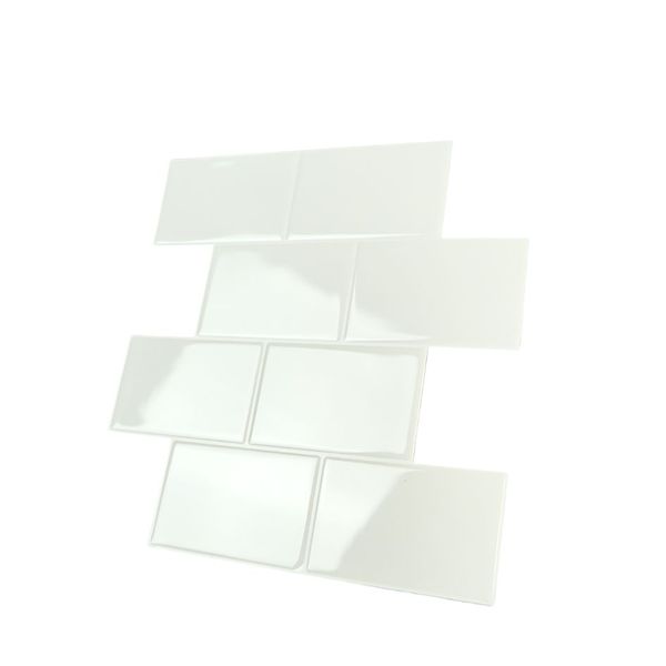 3D Stick-On Wall Tiles - Pack of 10 (White)