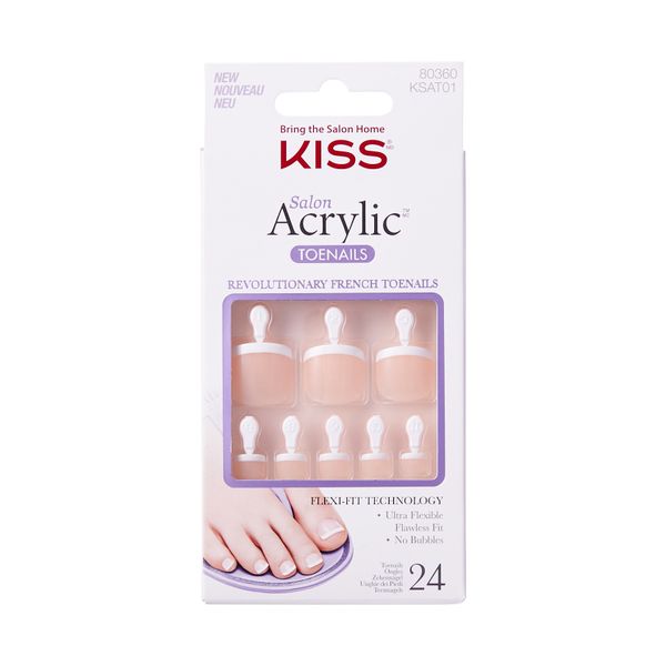 KISS Salon Acrylic French Press On Glue Artificial Toenails - Walk Away