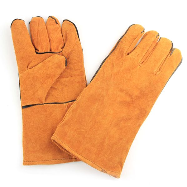 Heat Resistant Welding Gloves, Cattlehide Forge Work Orange Long