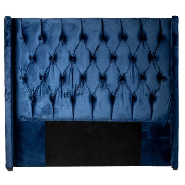 Lifestyle Modern Deep-Button Headboard w/ Winged Edges - Velvet - Navy