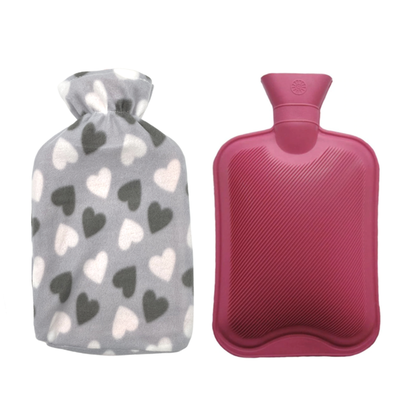 2 Pack Hot Water Bottles with Soft Fleece Cover