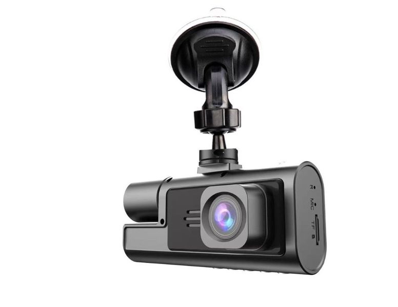 1080P Triple Lens Dual Dash Cam W/ Wide Angle Reverse Park Monitor