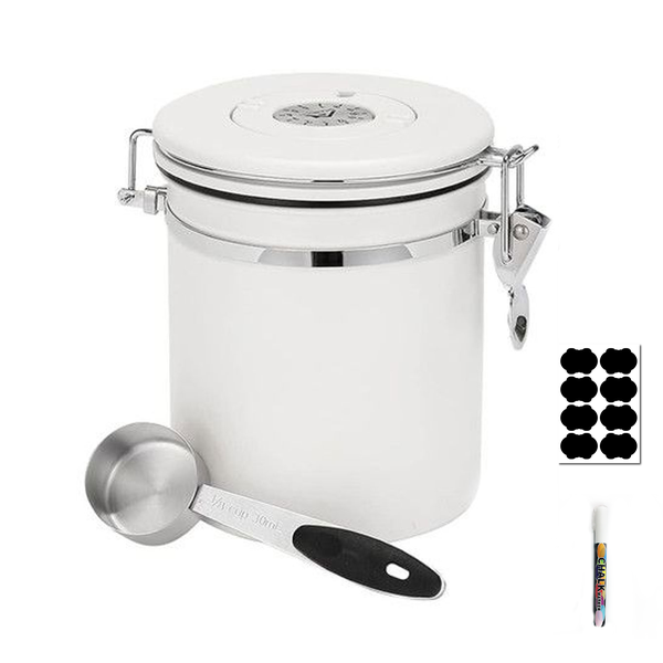 1.8L Stainless Steel Coffee Bean Storage Canister with Scoop,Date Tracker