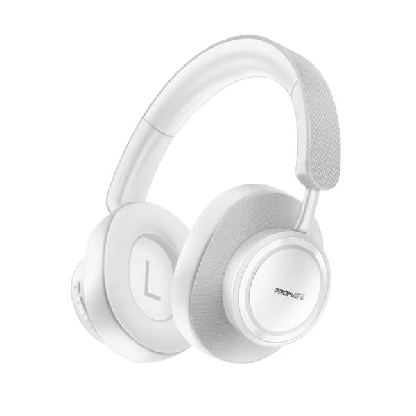 Promate Takt High Fidelity Over-Ear Stereo Wireless Headphones - White