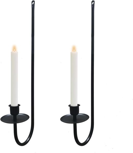 Metal Wall Candle Sconce Holder Set of 2 Wall Mount Candle Holders Modern