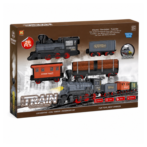 Steam Engine Toy Train Set with Smoke Light &amp; Sounds - Toys for Kids