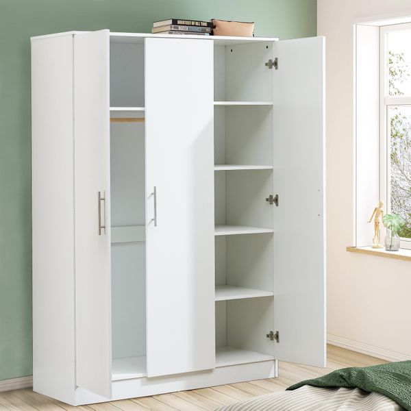3 Door Wardrobe Clothes Closet Storage Organizer Cabinet Armoire Bedroom