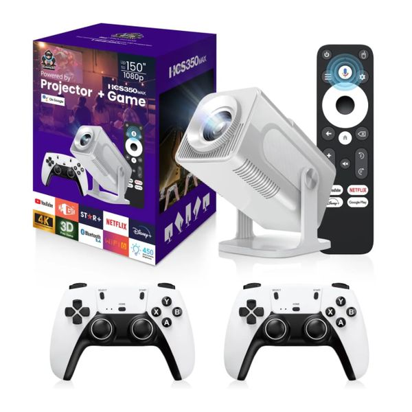 Hcs350 Max Andriod Gaming Projector with 2 Wireless Controllers &amp; Remote