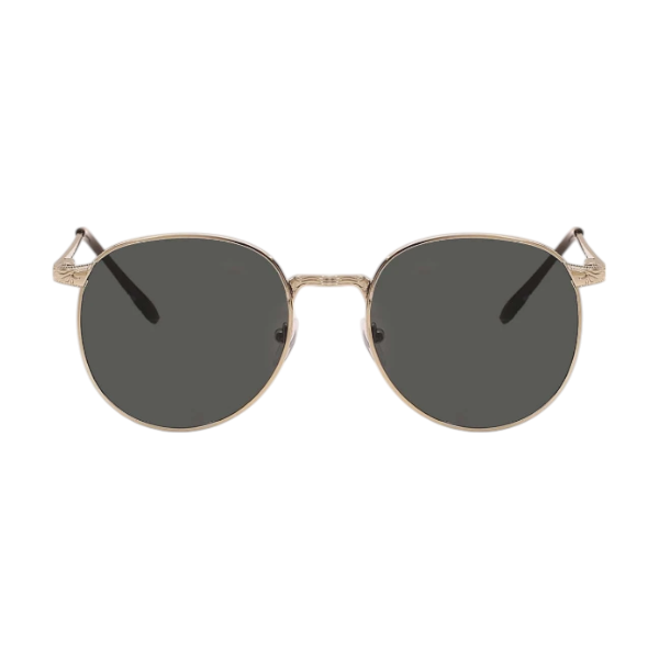 Retro Gold Men's Round Frame Glasses - Dark Grey