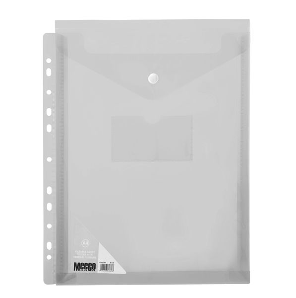Meeco A4 Fileable Carry Folder with Vertical Closure Clear 5 Pack