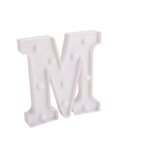 White Plastic Wall Mount 22 cm LED Letter M