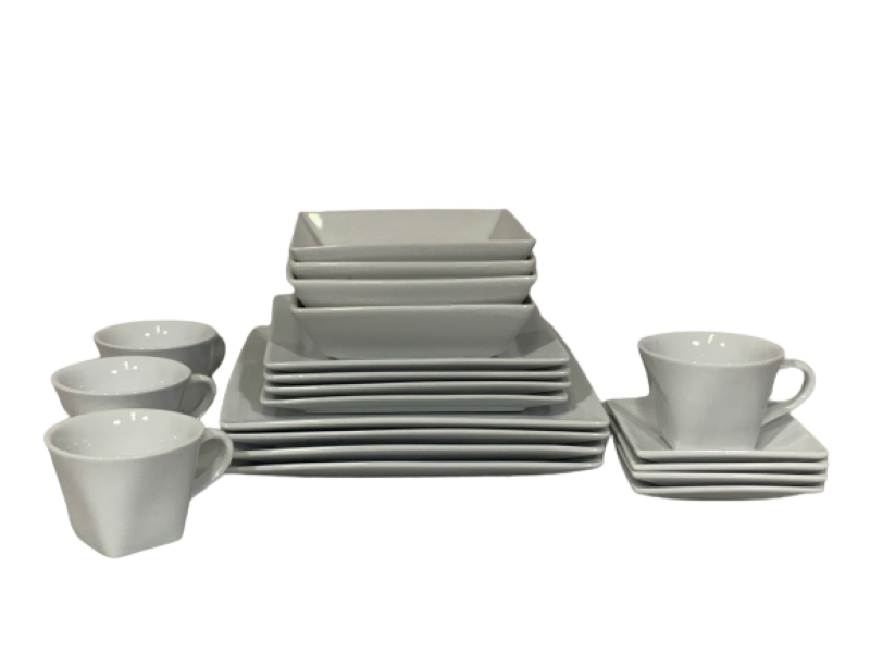 Dinner Set 20pc Square White Porcelain