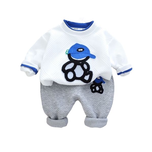 White and Grey Rock On Teddy Tracksuit Set for Boys - 3 Years