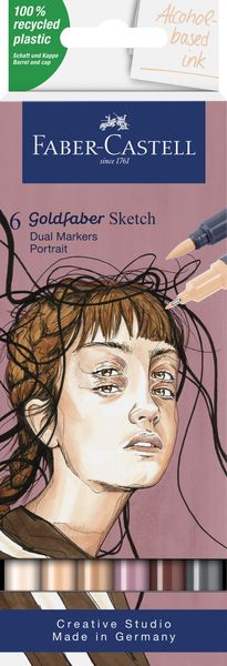 Goldfaber Alcohol Double Tip Sketch Marker, 6ct set, Portrait Set