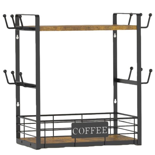Coffee Mug Cup Holder Station Organizer,2Tier Mug Stand Rack for Countertop