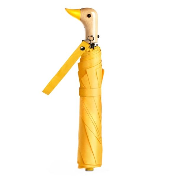 Portable Folding Umbrella Duckbill Handle Ladies Travel Yellow