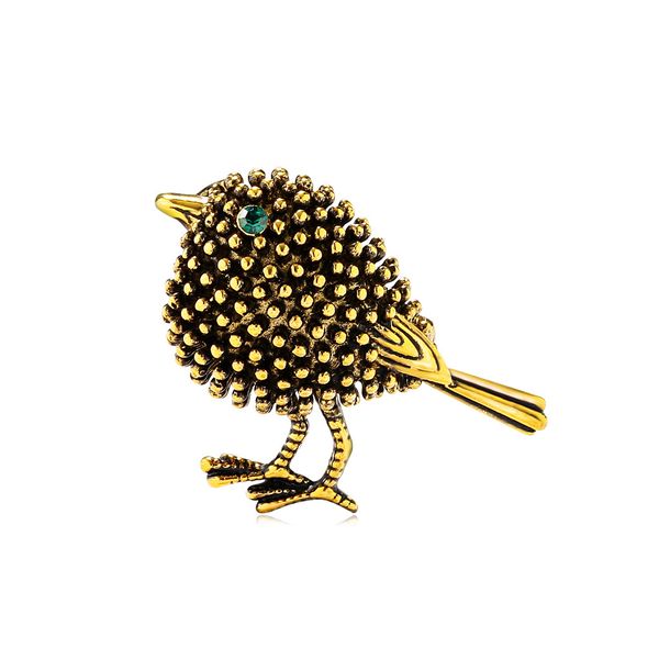Silver Spiky Bird Brooch