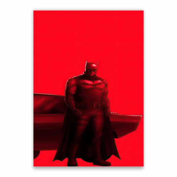 Red Batman And The Batmobile Poster - A1
