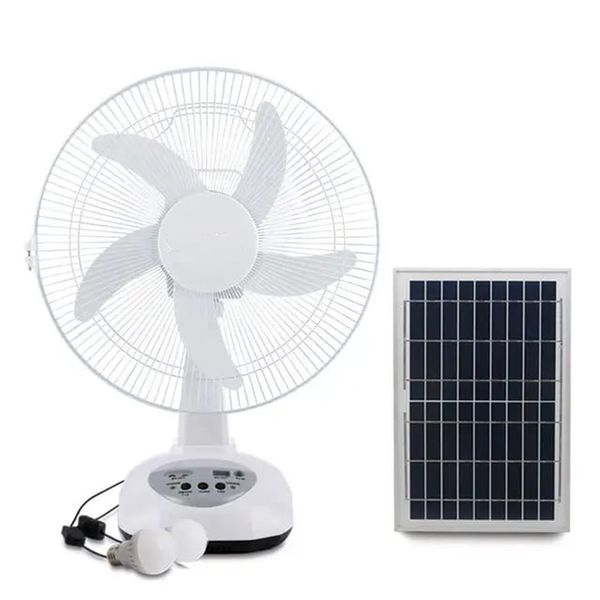 Versatile Cooling 16-Inch Rechargeable Fan with Solar-Powered LED Light