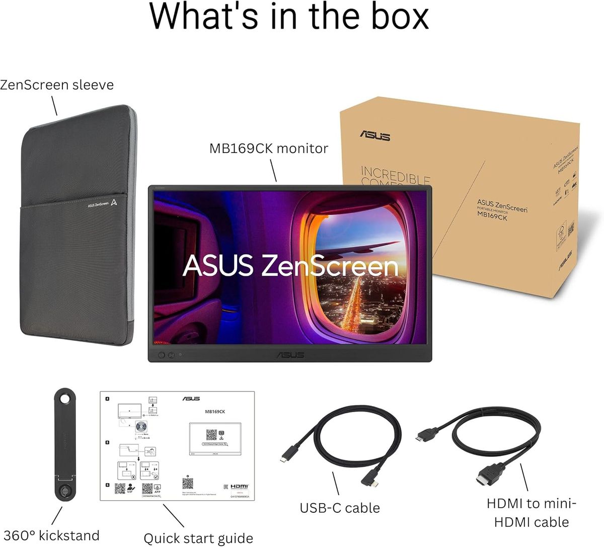 ASUS ZenScreen Monitors MB169CK - 15.6 FHD USB-C Portable Monitor