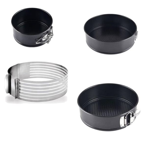Kitchen Baking Pan Set of 3 With Adjustable Cake Layer Slicer