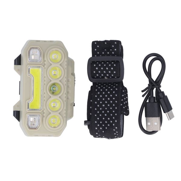 COB LED Headlamp Adjustable Headband 1200MAH Gesture Sensing