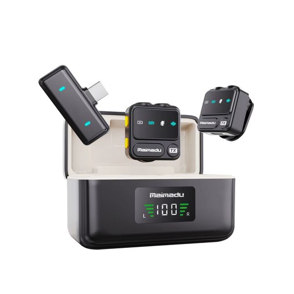 Dual Wireless Microphone Set for Live Streaming, Video and Voice Recording