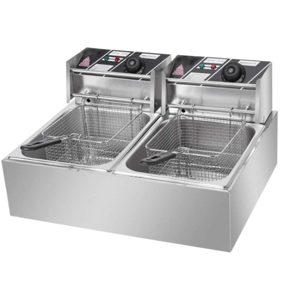 HM-88-2 12L Stainless Steel Double Tank Electric Deep Fryer