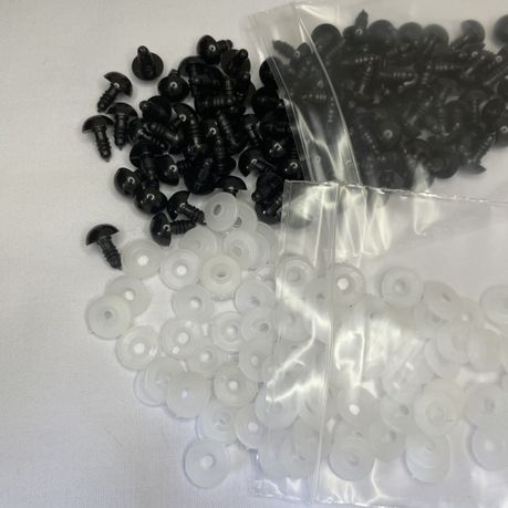 200 Pcs 9mm Safety Eyes for Crochet Plastic Black Safety Eyes for with  Washers