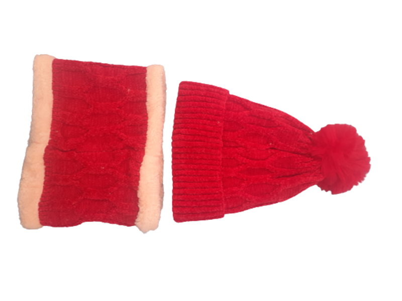 Knitted Winter Beanie And Neck Warmer