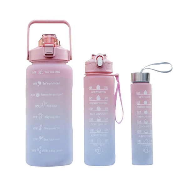 Motivational Water Bottle Set With Stickers x 3