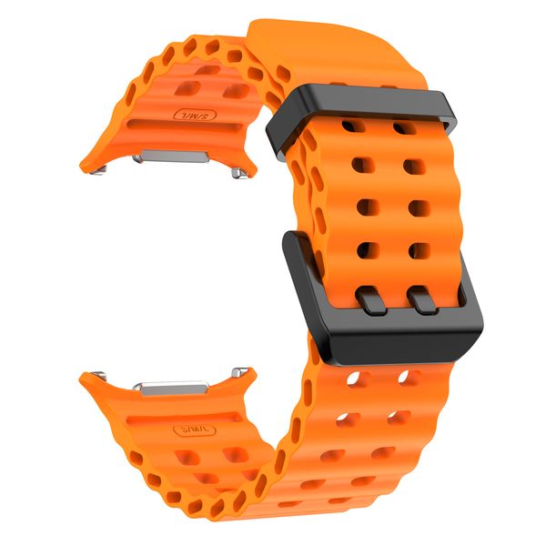 Silicone Marine Strap Compatible With Samsung Galaxy watch Ultra-Orange
