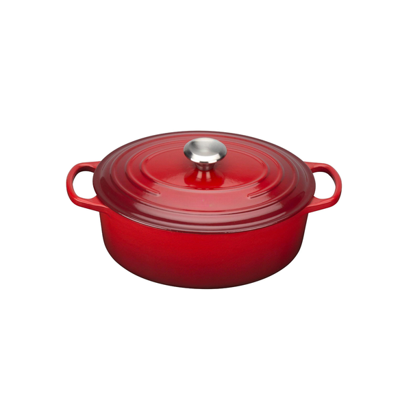 31cm Multi-Functional Oval Cast Iron Casserole Pot With Lid