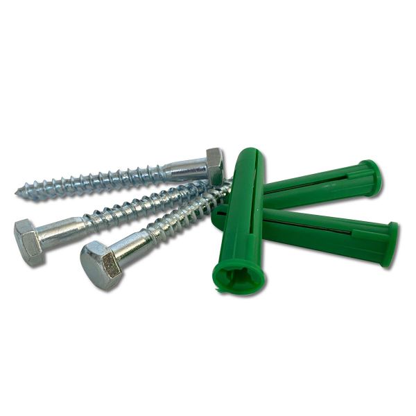 Ifasten Coach Screw M8x60mm &amp; Wall Plug Green - 5 Pack