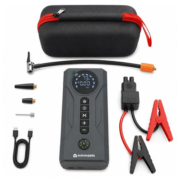 Emergency 4-in-1 Vehicle Power Station with Tyre Inflator &amp; LED Torch