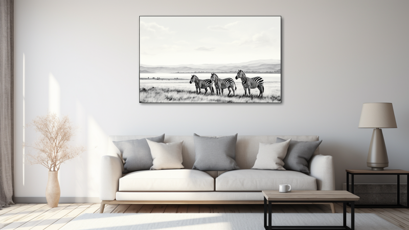Canvas Wall Art - Zebras Grazing Abstract - HD0275