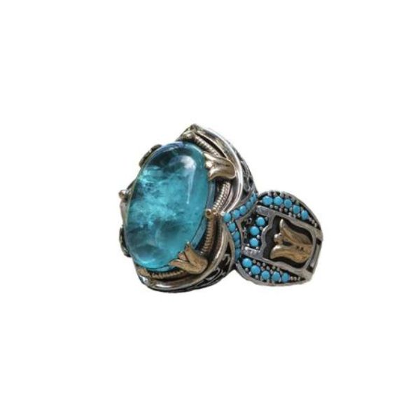 ZELTRYN Two-Tone Blue Alloy Carved Ring