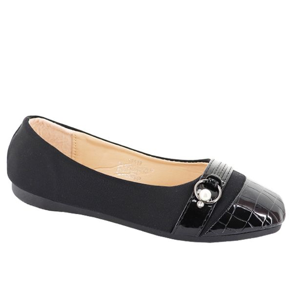 Shado Ladies Square Toe Croc Detail Pump