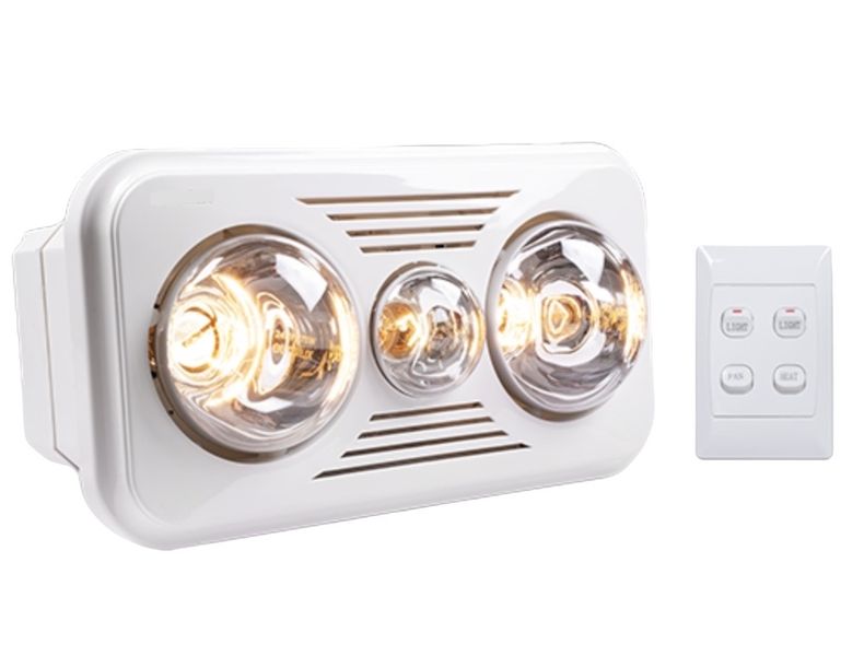 3 in 1 - Bathroom Heater &amp; Extractor Fan &amp; Light - 550w With Switch