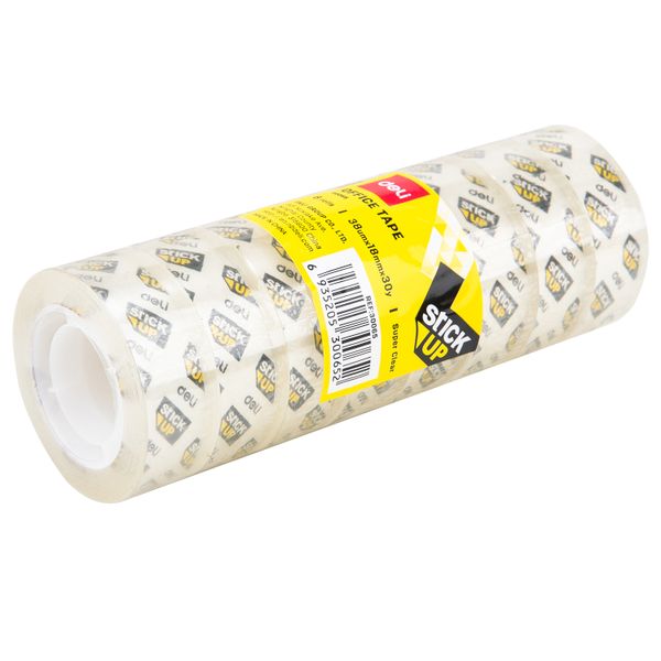 DELI Stationery Tape 18mm x 30Y - Clear Tape (8 Rolls)