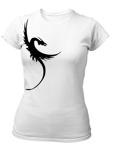 PepperSt Ladies White T-Shirt - Fantasy Dragon