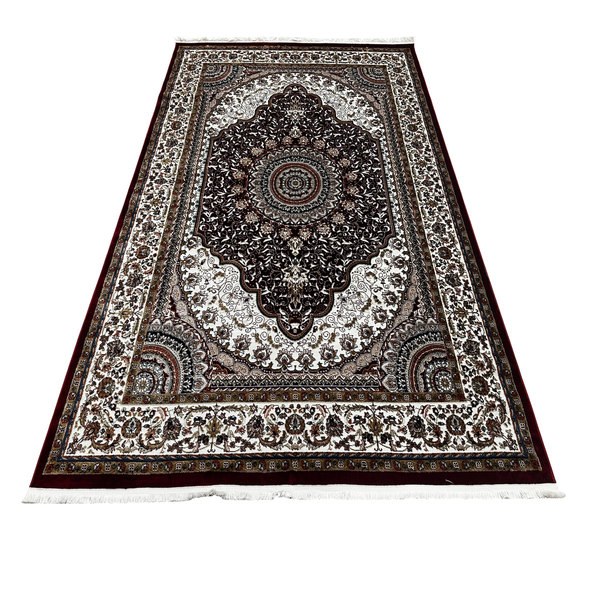 290 x 200cm Classic Turkish Machine Made Rug - Beige/Maroon Red
