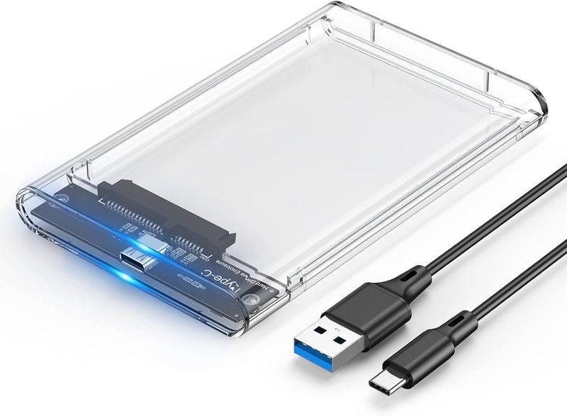 5Gbps USB 3.1 /USB C Transparent 2.5-inch Hard Drive Enclosure Tool Free