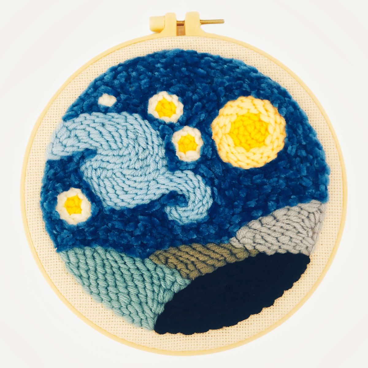 Night Sky Punch Needle Embroidery Wool Art DIY Craft Kit Tapestry