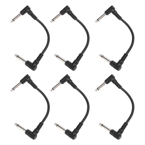 6 Pieces 15cm Black Right Angle Guitar Patch Cables for Amp, Mic &amp; Keyboard